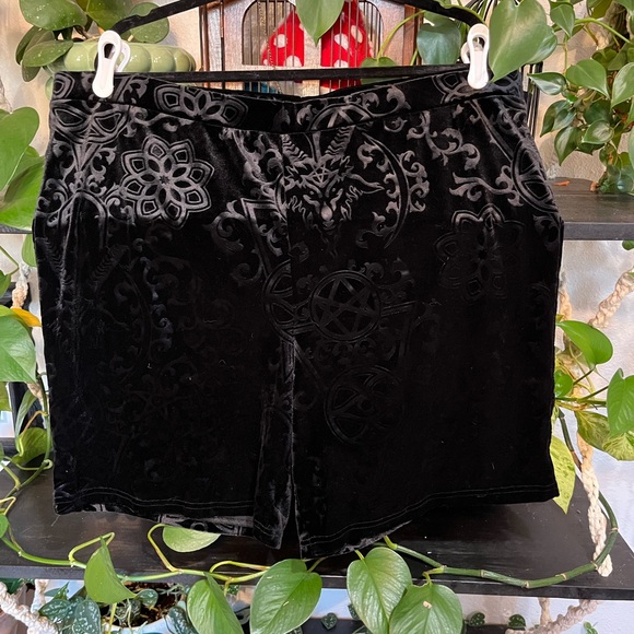 Killstar Black Velvet High Waist Shorts - Picture 2 of 5